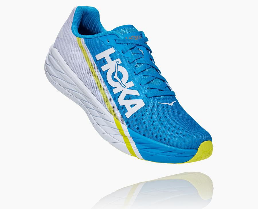 Chaussure Running Hoka One One Rocket X Femme - Blanche/Bleu - XDQ-967254